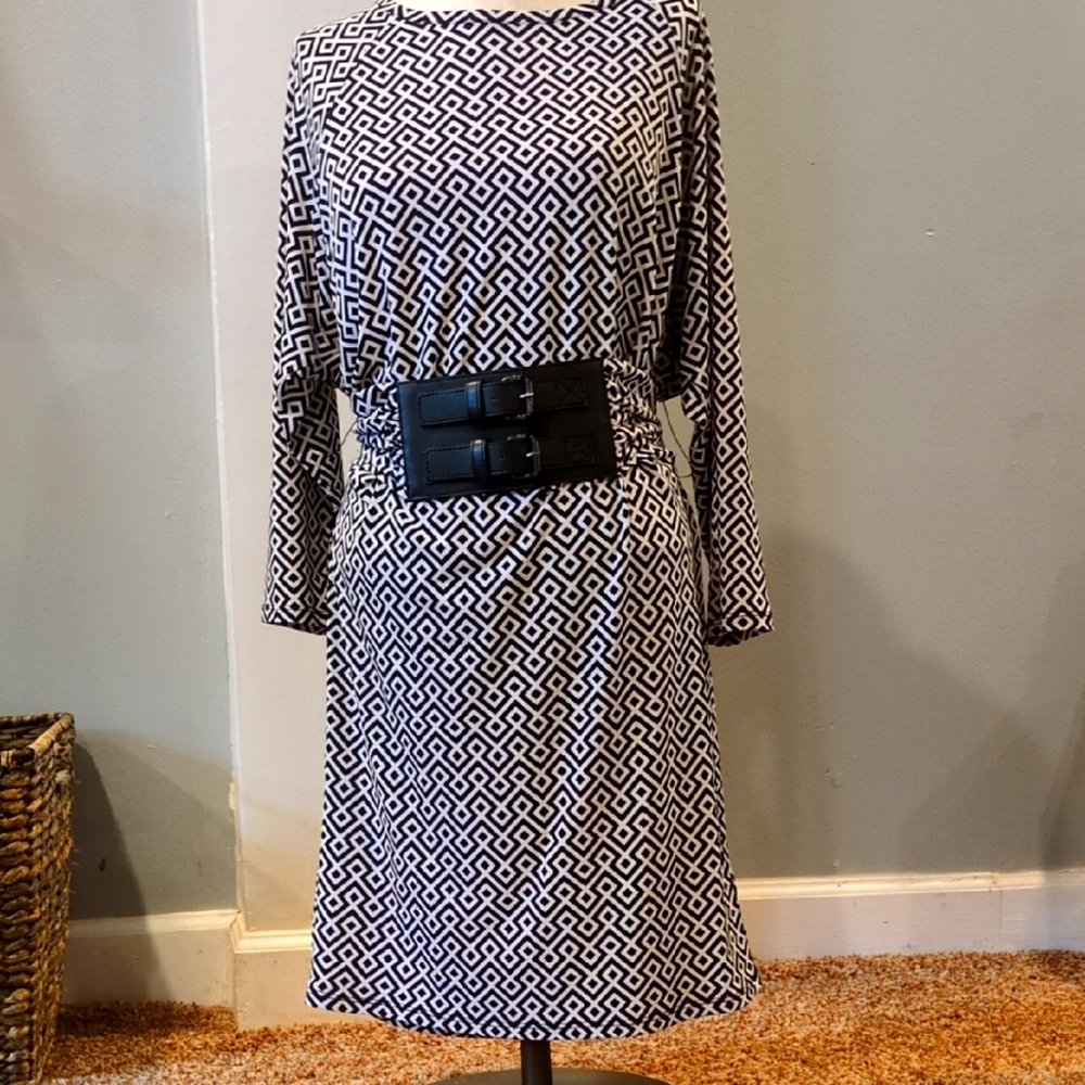 MICHAEL Michael Kors Black and White Patterned Dress